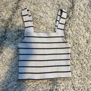 American Eagle Black and White Striped Tank Top